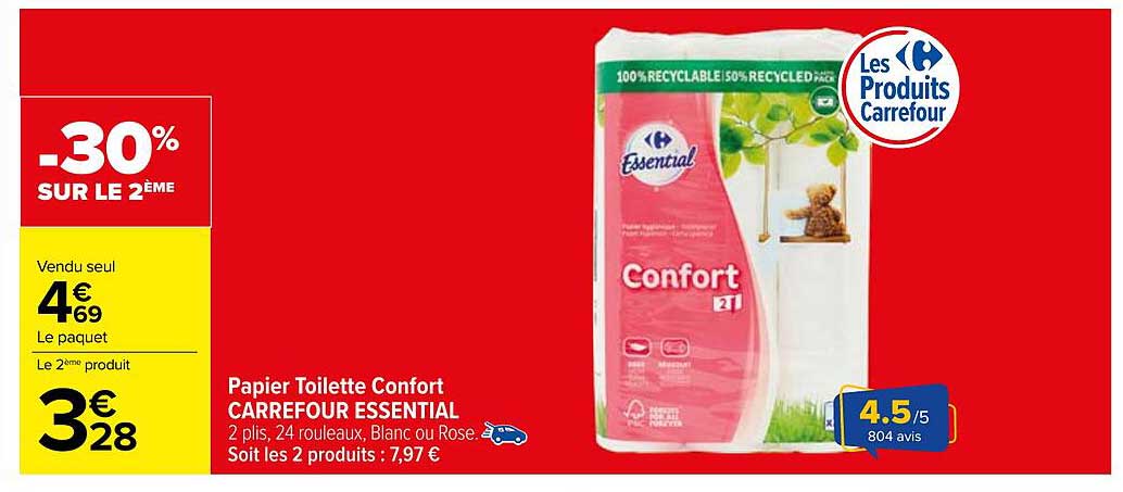 Papier Toilette Confort CARREFOUR ESSENTIAL