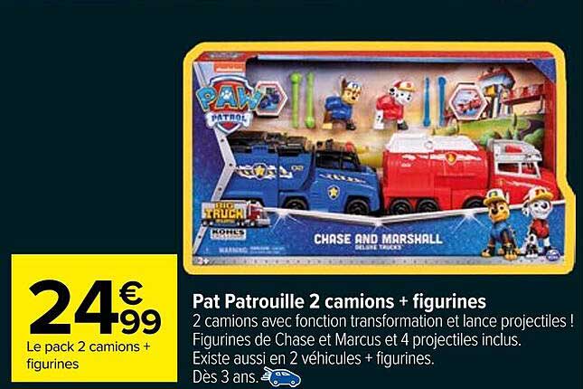 Pat Patrouille 2 camions + figurines