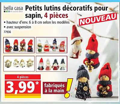 Petits lutins décoratifs pour sapin, 4 pièces