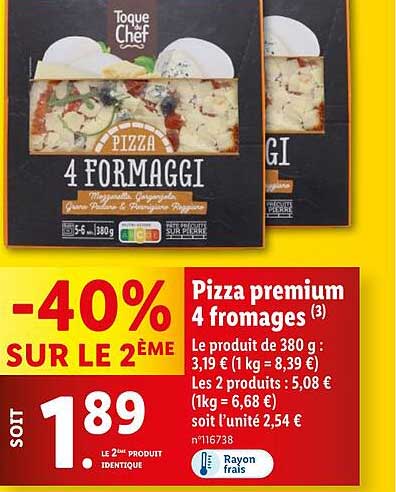 Pizza premium 4 fromages