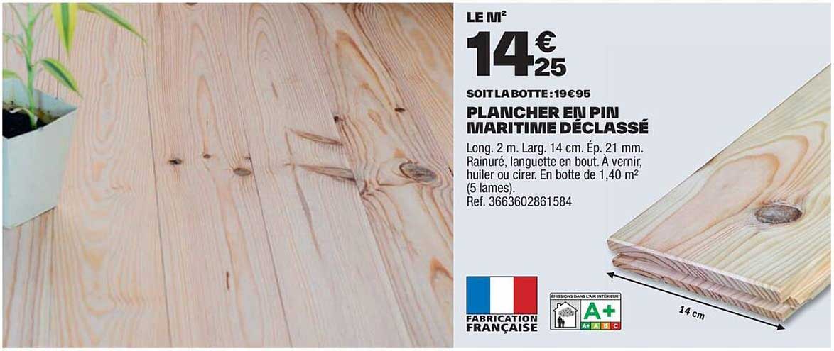 PLANCHER EN PIN MARITIME DÉCLASSÉ