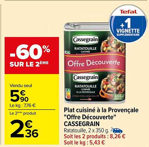 Plat cuisiné à la Provençale "Offre Découverte" CASSEGRAIN