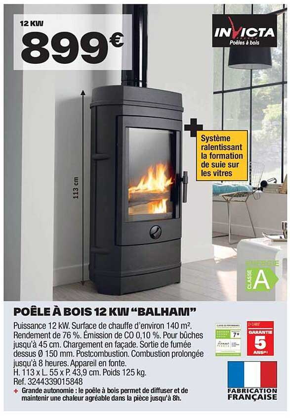 POÊLE À BOIS 12 KW "BALHAM"