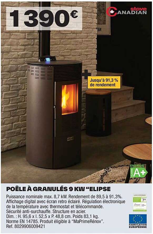 POÊLE À GRANULÉS 9 KW "ELIPSE"