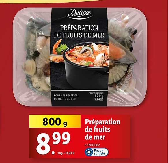 Préparation de fruits de mer