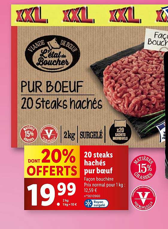 PUR BOEUF 20 Steaks hachés