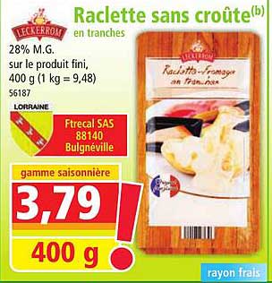 Raclette sans croûte en tranches