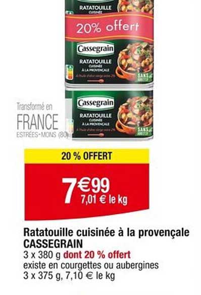 Ratatouille cuisinée à la provençale CASSEGRAIN