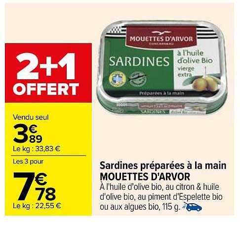 Sardines préparées à la main MOUETTES D'ARVOR