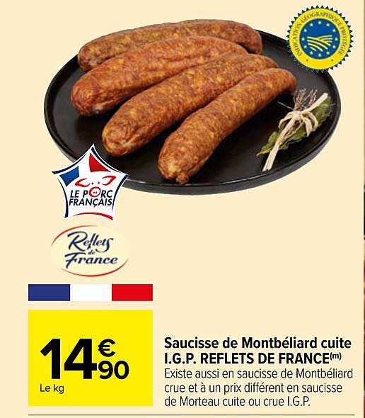 Saucisse de Montbéliard cuite I.G.P. REFLETS DE FRANCE(tm)