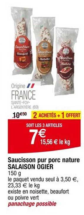 Saucisson pour porc nature SALAISON OGIER