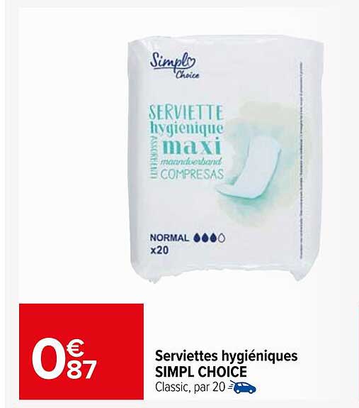 Serviettes hygiéniques SIMPL CHOICE