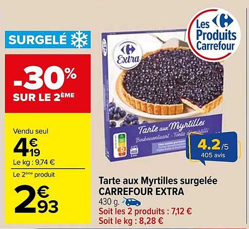 Tarte aux Myrtilles surgelée CARREFOUR EXTRA