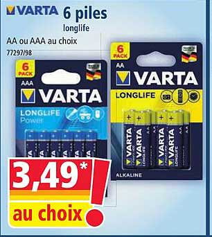 VARTA 6 piles longlife