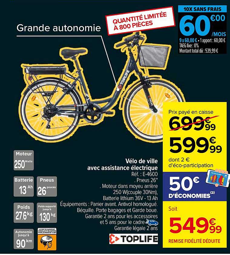 Vélo de ville avec assistance électrique