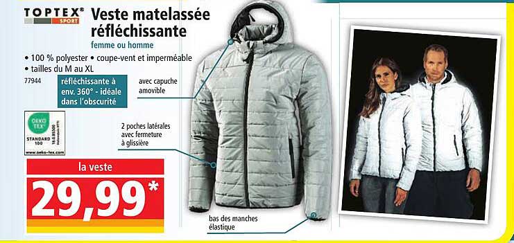 Veste matelassée réfléchissante femme ou homme