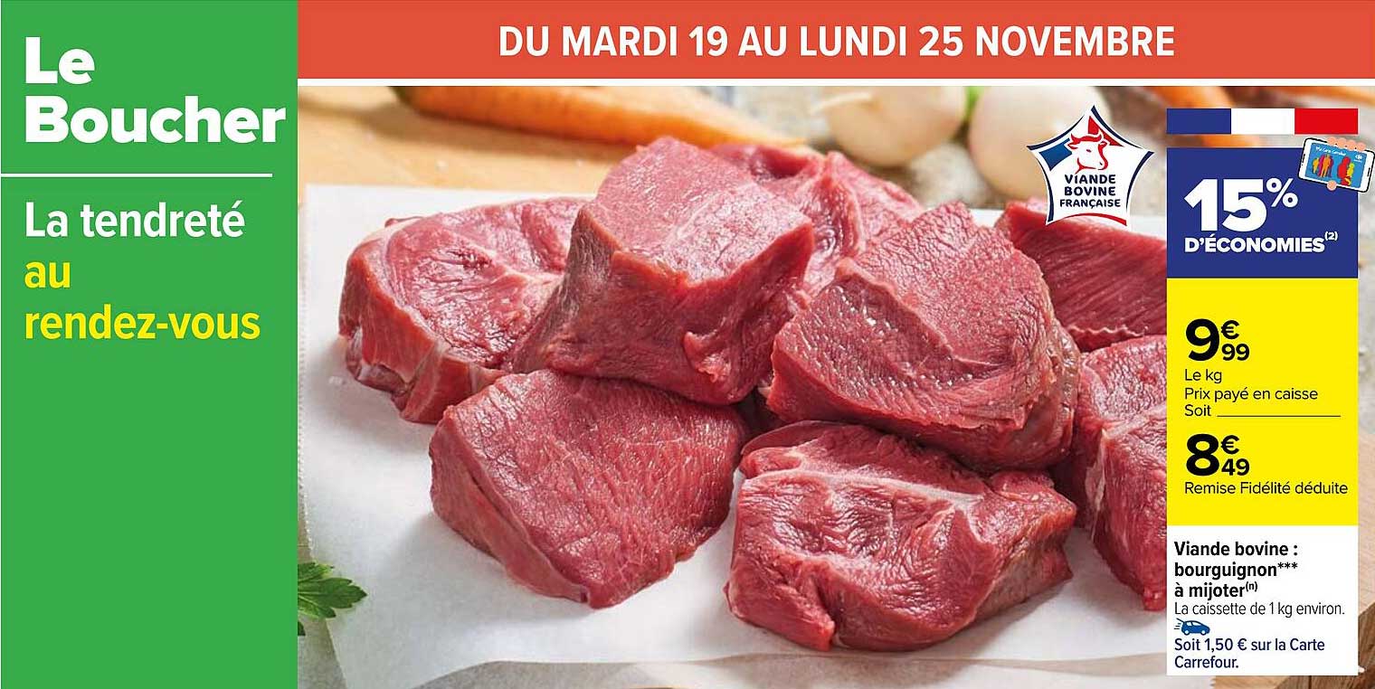 Viande bovine : bourguignon à mijoter