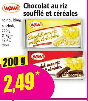 WAWI Chocolat au riz soufflé et céréales