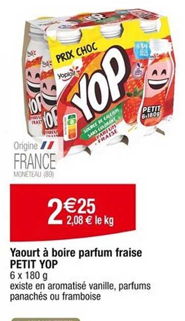 Yaourt à boire parfum fraise PETIT YOP