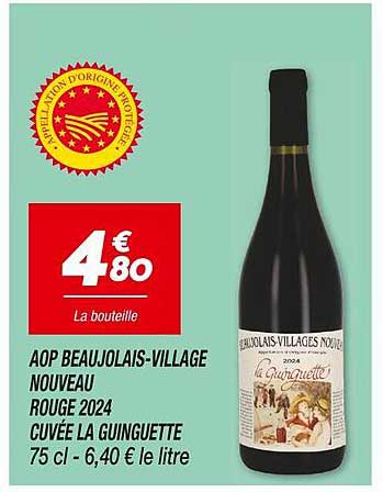 AOP BEAUJOLAIS-VILLAGE NOUVEAU ROUGE 2024 CUVÉE LA GUINGUETTE