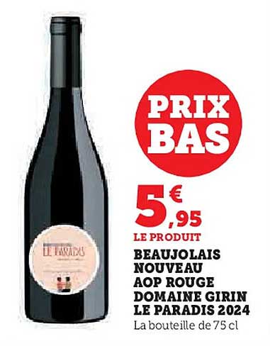 Beaujolais Nouveau AOP Rouge Domaine Girin Le Paradis 2024