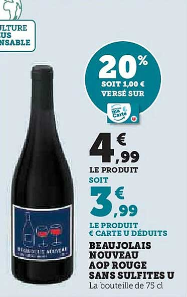 BEAUJOLAIS NOUVEAU AOP ROUGE SANS SULFITES U