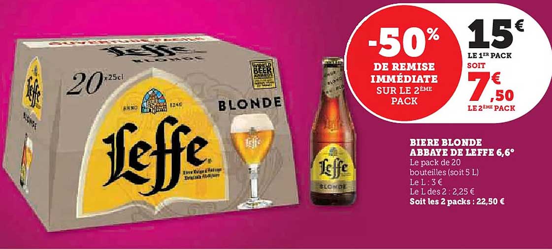 Bière blonde Abbaye de Leffe 6,6°