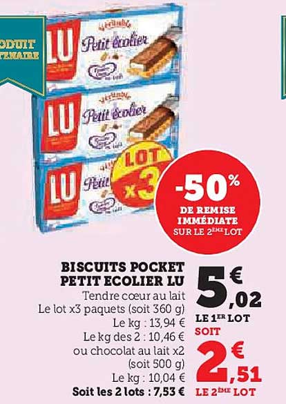 BISCUITS POCKET PETIT ECOLIER LU