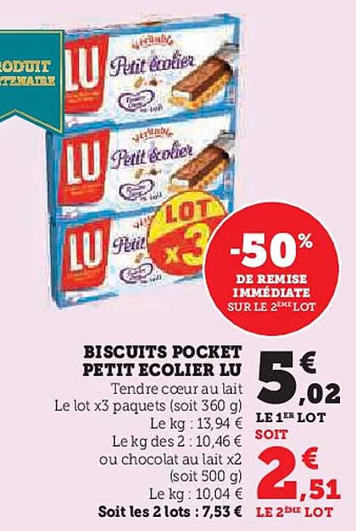 BISCUITS POCKET PETIT ECOLIER LU