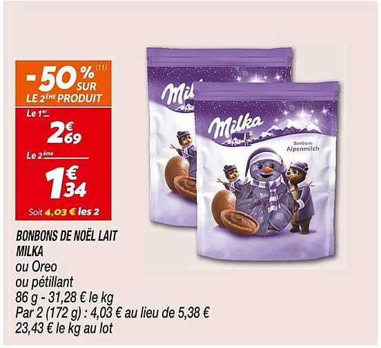 BONBONS DE NOËL LAIT MILKA