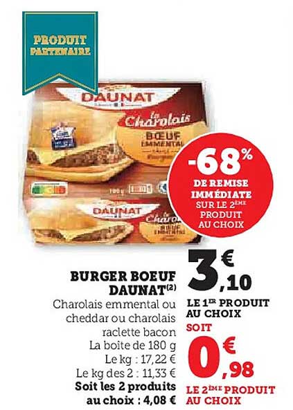 BURGER BOEUF DAUNAT