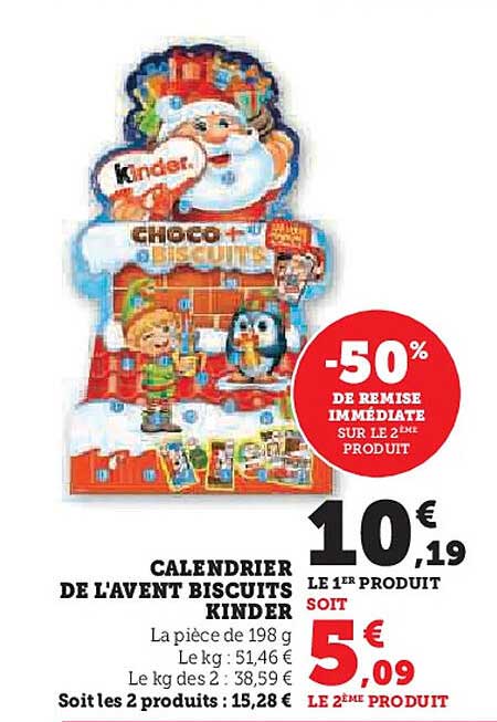 CALENDRIER DE L'AVENT BISCUITS KINDER