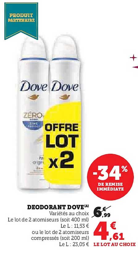 DEODORANT DOVE(A) OFFRE LOT x2