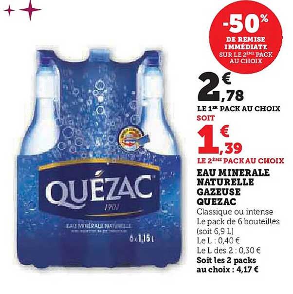 EAU MINERALE NATURELLE GAZEUSE QUEZAC