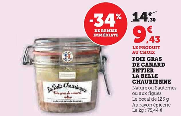 FOIE GRAS DE CANARD ENTIER LA BELLE CHAUTIENNE