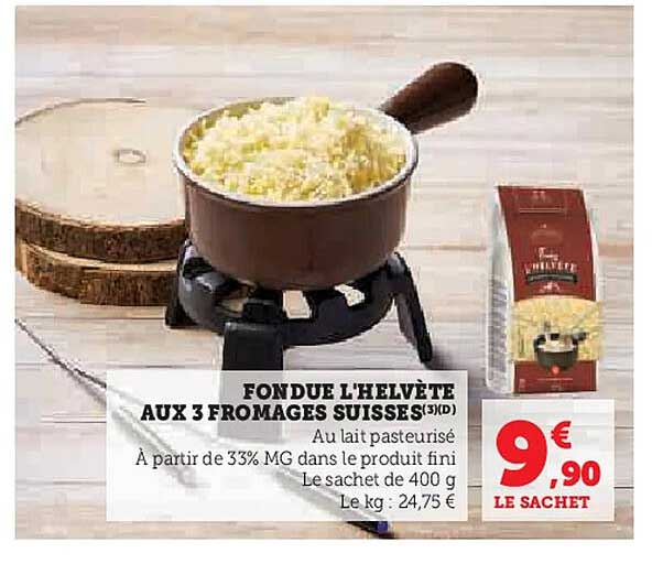 FONDUE L'HELVÈTE AUX 3 FROMAGES SUISSES