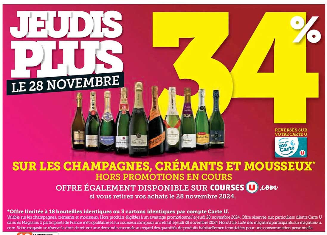 JEUDIS PLUS SUR LES CHAMPAGNES, CRÉMANTS ET MOUSSEUX*