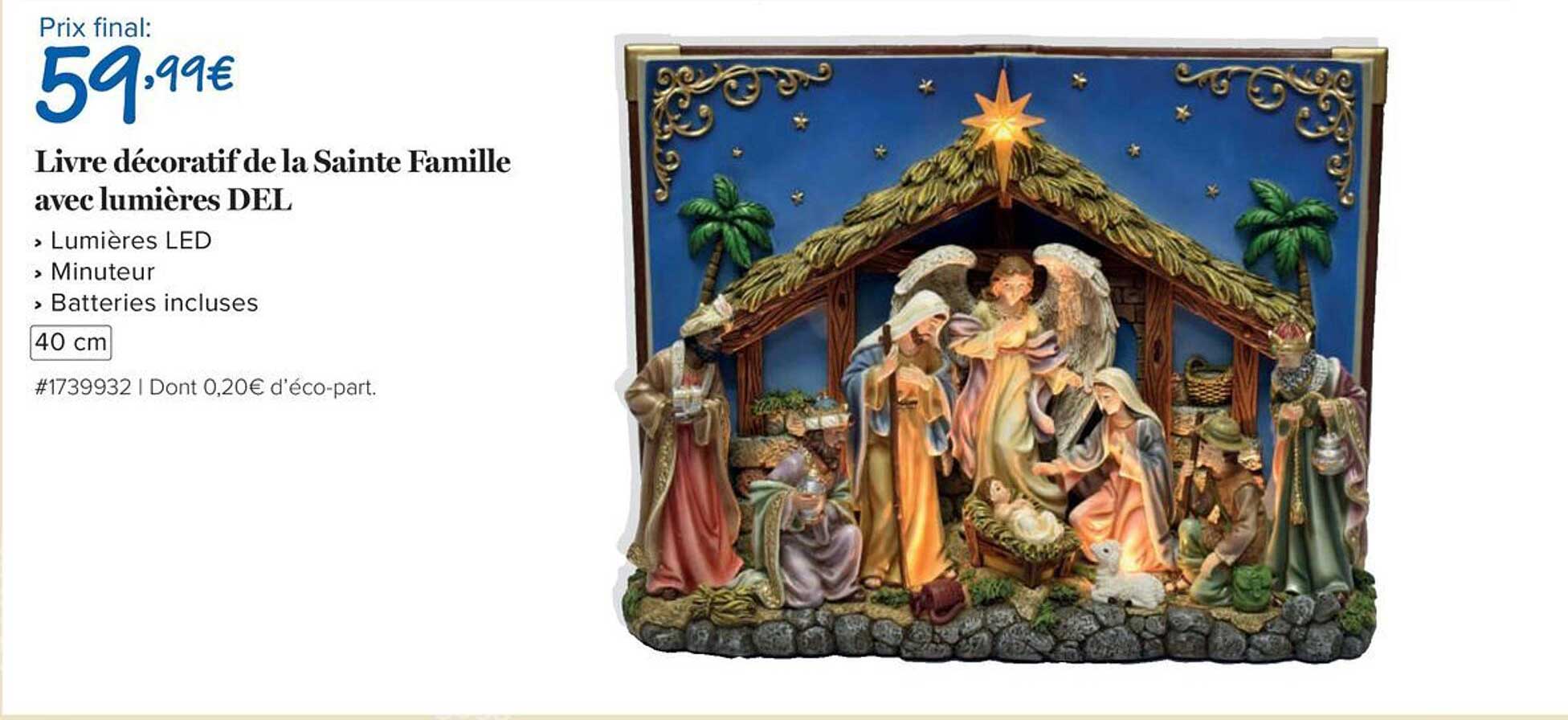 Livre décoratif de la Sainte Famille avec lumières DEL