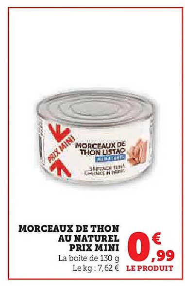 Morceaux de thon au naturel prix mini