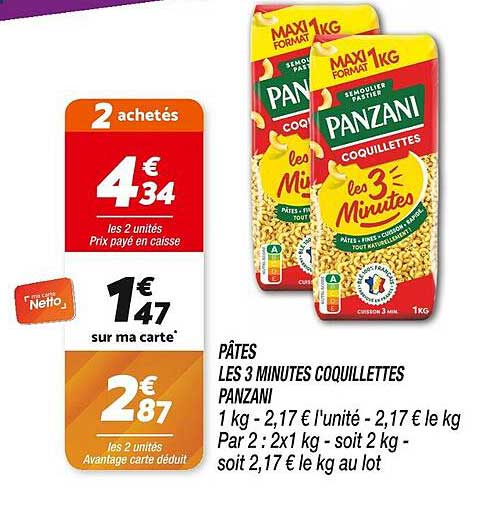 PÂTES LES 3 MINUTES COQUILLETTES PANZANI