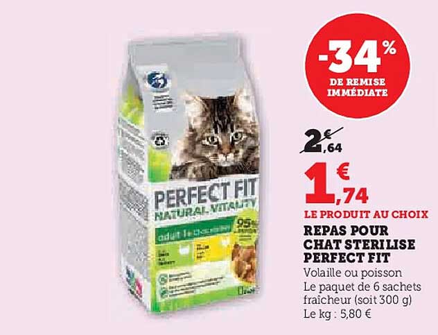 REPAS POUR CHAT STERILISE PERFECT FIT