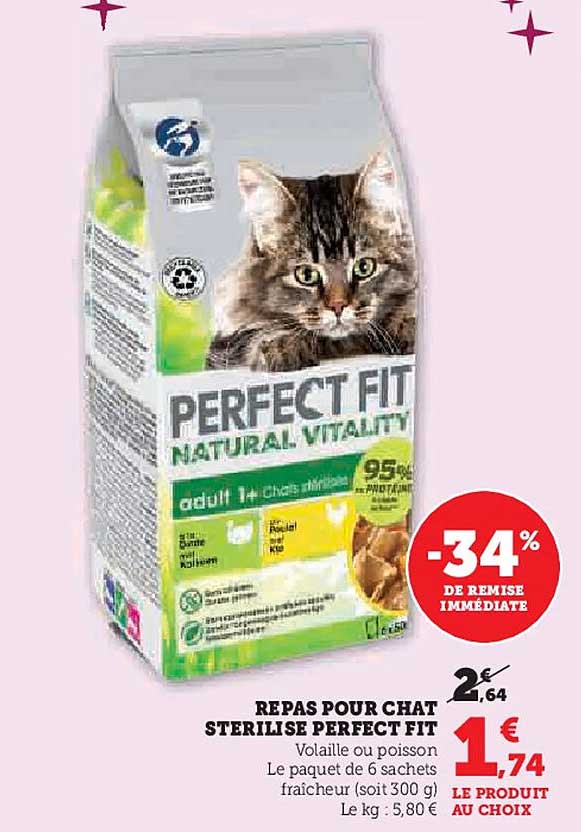 REPAS POUR CHAT STERILISE PERFECT FIT