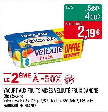 YAOURT AUX FRUITS MIXÉS VELOUTÉ FRUIX DANONE