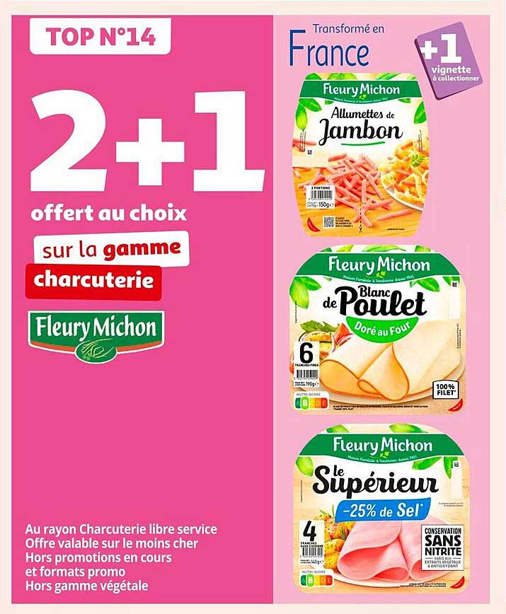 2+1 offert au choix sur la gamme charcuterie Fleury Michon