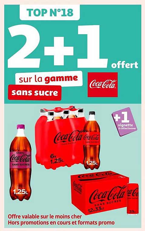 2+1 offert sur la gamme Coca-Cola sans sucre