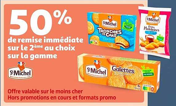 50% de remise immédiate sur le 2ème au choix sur la gamme