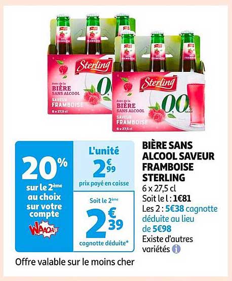 BIÈRE SANS ALCOOL SAVEUR FRAMBOISE STERLING