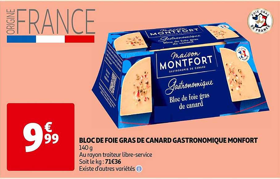 BLOC DE FOIE GRAS DE CANARD GASTRONOMIQUE MONFORT