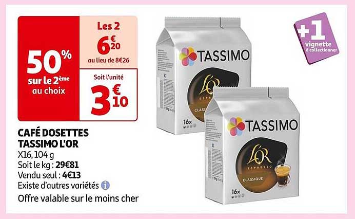 CAFÉ DOSSETTES TASSIMO L'OR