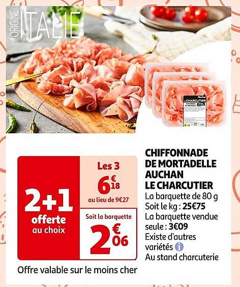 CHIFFONNADE DE MORTADELLE AUCHAN LE CHARCUTIER